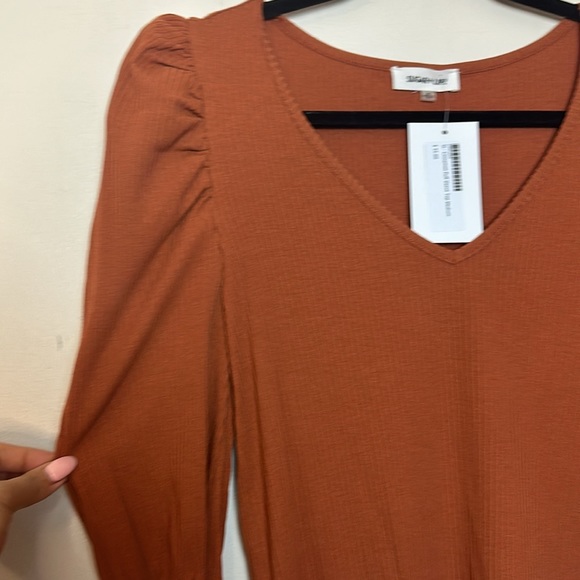 Sugarlips Rust Ribbed Top - Picture 5 of 8